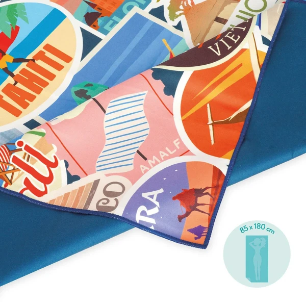 LEGAMI BEACH TOWEL 85X180 cm TRAVEL STICKERS