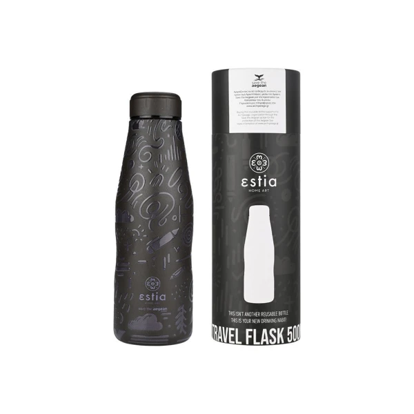 ESTIA HOME ART ΘΕΡΜΟΣ TRAVEL FLASK 500ml - NOIR ECHO