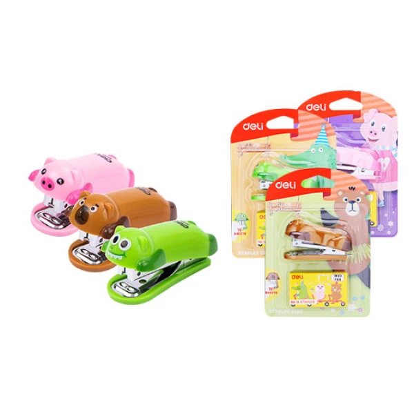 DELI STAPLER No10 ANIMALS AND GIFT 1000 pcs - 3 DESIGNS