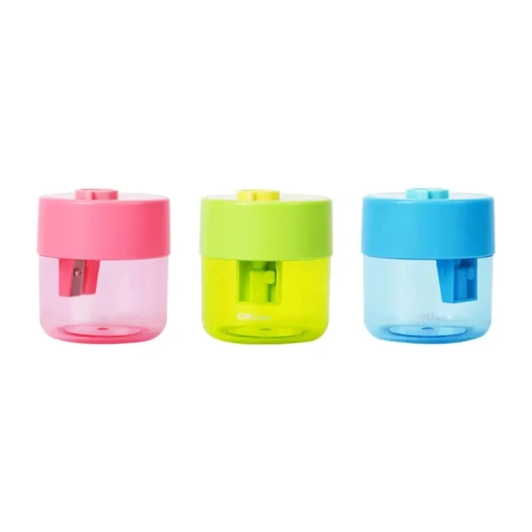DELI PLASTIC SINGLE BARREL SHARPENER  - 3 COLOURS