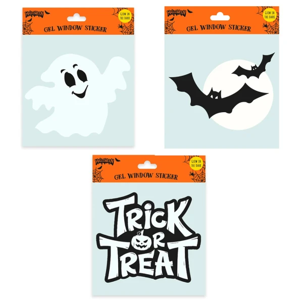 HALLOWEEN ΑΥΤΟΚΟΛΛΗΤΑ ΠΑΡΑΘΥΡΟΥ 20 εκ. GLOW IN THE DARK - 3 ΣΧΕΔΙΑ