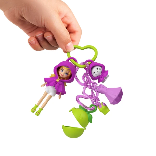 POLLY POCKET DOLL WITH ACCESSORIES & KEYCHAIN - APPLE