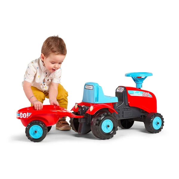 FALK GO RIDE-ON TRACTOR WITH TRAILER RED