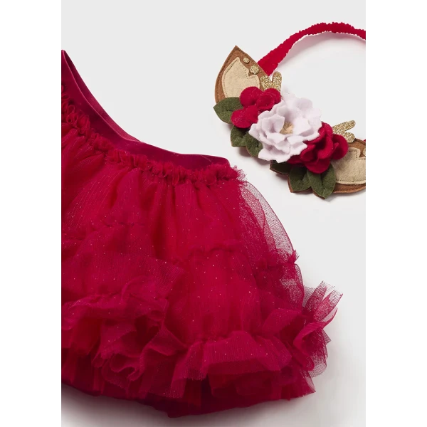 MAYORAL SET SKIRT AND HEADBAND RED