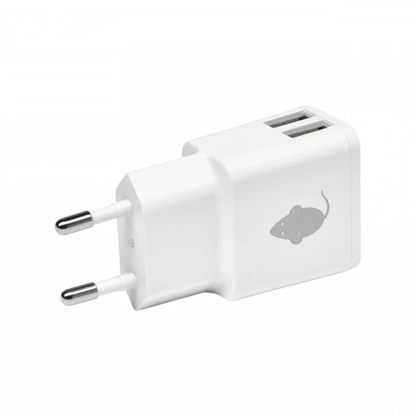 GREEN MOUSE ΟΙΚΙΑΚΟΣ ΦΟΡΤΙΣΤΗΣ WALL ADAPTER DUAL USB-A 2,4A ΛΕΥΚΟ