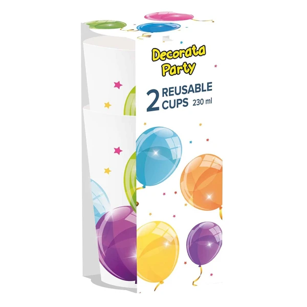 REUSABLE CUP 230ml 2 pcs SPARKLING BALLOONS