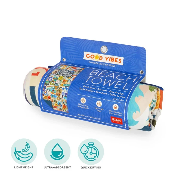 LEGAMI BEACH TOWEL 85X180 cm TRAVEL STICKERS
