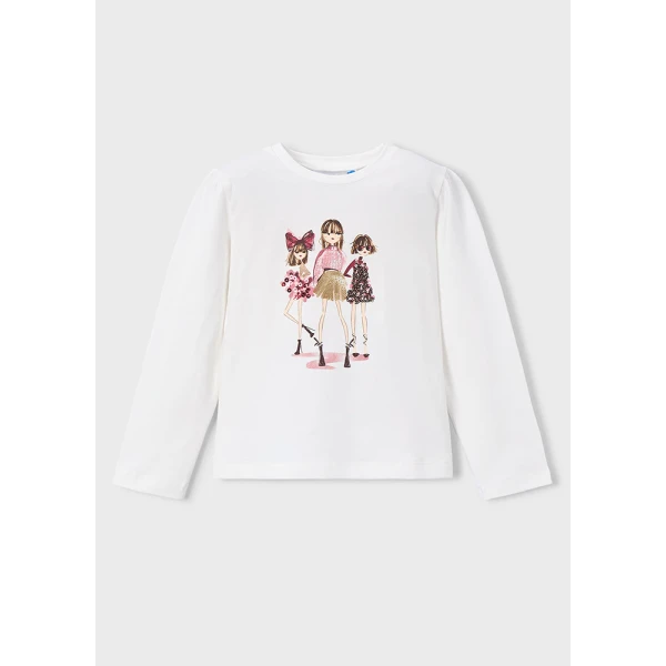 MAYORAL LONG-SLEEVE T-SHIRT CREAM-CHERRY