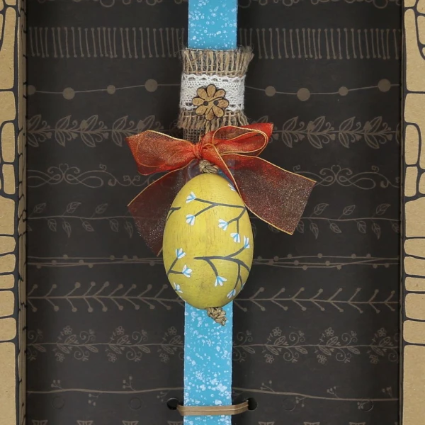 SYNCHRONIA HANDMADE CANDLE 30 cm PAINTED EGG WITH BRANCHES YELLOW