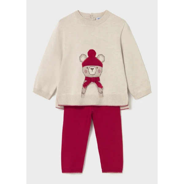 MAYORAL SET TROUSERS LONG KNITTED RED 