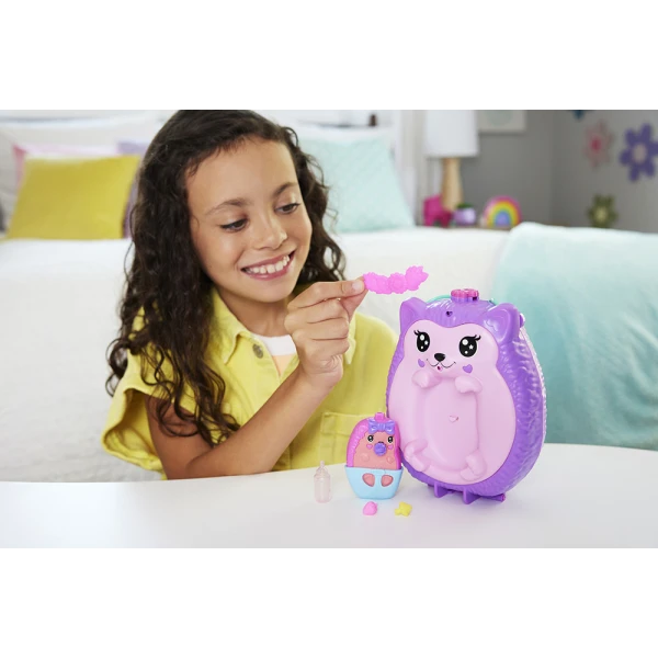 POLLY POCKET ΜΙΝΙ ΤΡΕΝΤΙ ΤΣΑΝΤΑΚΙ - HEDGEHOG MOM & BABY