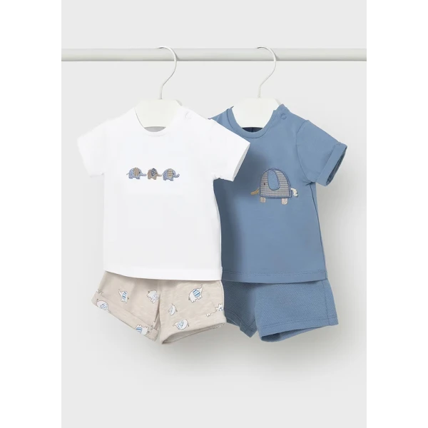 MAYORAL SET COTTON JERSEY 4 PIECES SOFT BLUE
