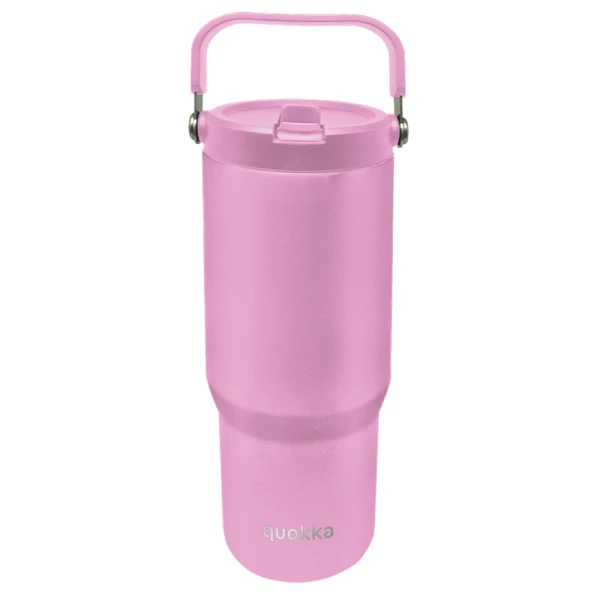 QUOKKA ΑΝΟΞΕΙΔΩΤΟ ΘΕΡΜΟΣ TUMBLER ΜΕ ΚΑΛΑΜΑΚΙ & ΛΑΒΗ 860ml CORE BLOSSOM PINK