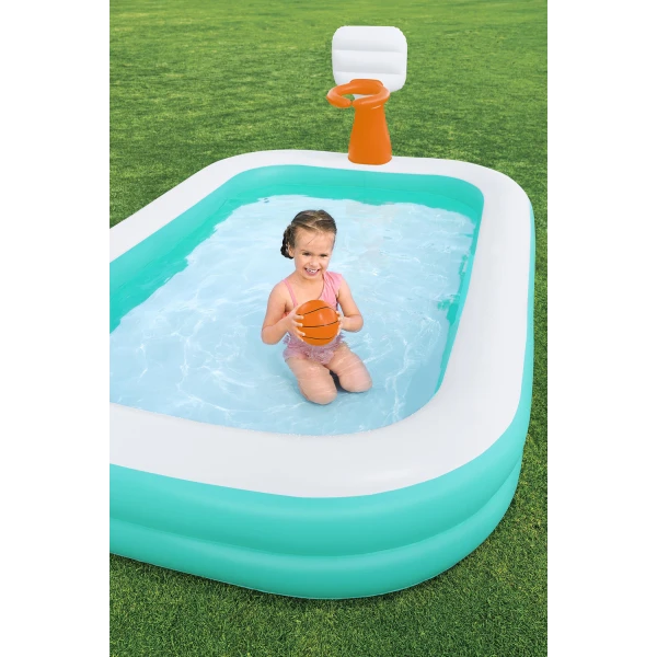 BESTWAY POOL WITH BASKETBALL HOOP 251Χ168Χ102 cm DUNK N\' SPLASH