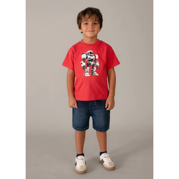 MAYORAL BLOUSE SHORT SLEEVES ROBOT RED 