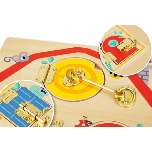TOOKY TOY WOODEN LATCHES ACTIVITY BOARD