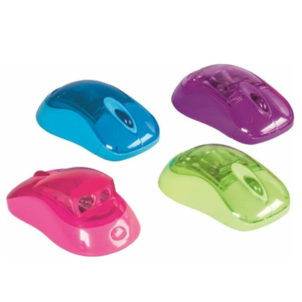FUN DOUBLE METAL SHARPENER MOUSE 8.6X4.7 cm - 4 COLOURS