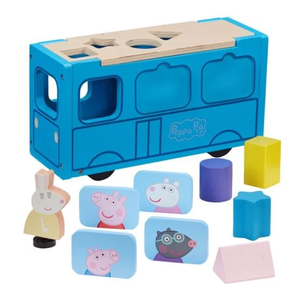 PEPPA PIG ΞΥΛΙΝΟ ΣΧΟΛΙΚΟ ΛΕΩΦΟΡΕΙΟ ΜΕ ΣΧΗΜΑΤΑ
