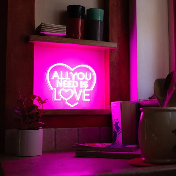 LEGAMI NEON EFFECT LED ΠΙΝΑΚΙΔΑ - IT\'S A SIGN - ALL YOU NEED IS LOVE