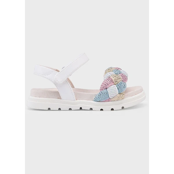 MAYORAL SANDALS BRAID SHINES WHITE MULTICOLOUR