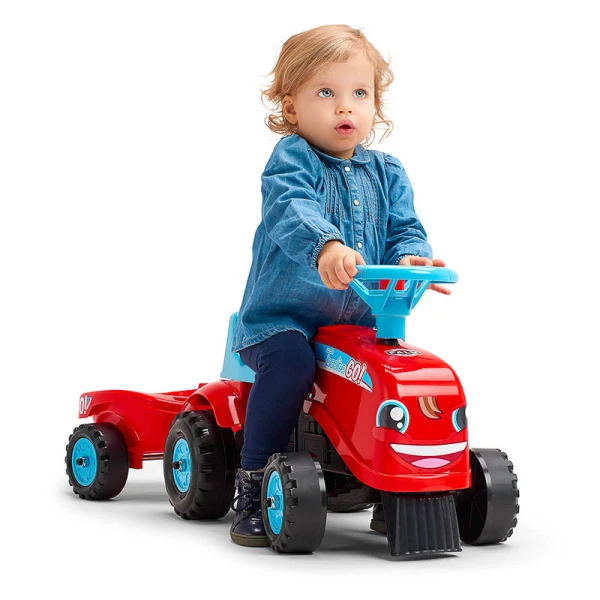 FALK GO RIDE-ON TRACTOR WITH TRAILER RED