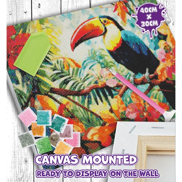 SPLAT PLANET DIAMOND PAINTING KIT ON FRAMED CANVAS 30X40 cm TOUCAN