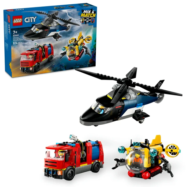 LEGO® CITY HELICOPTER, FIRE TRUCK & SUBMARINE REMIX