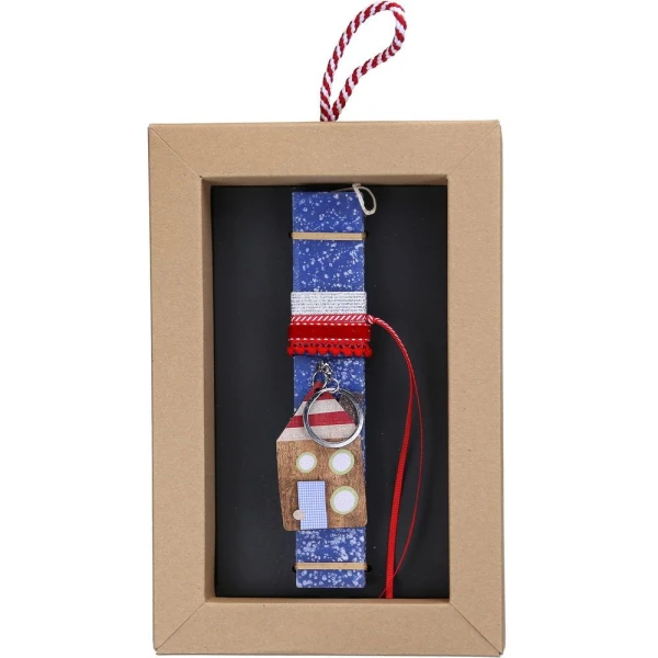 SYNCHRONIA HANDMADE CANDLE 20 cm KEYCHAIN HOUSE - BLUE