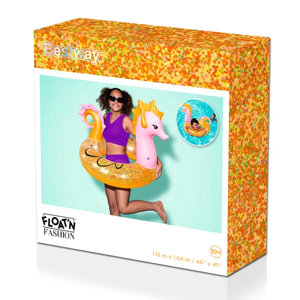 BESTWAY INFLATABLE SWIM RING GLITTER SEAHORSE