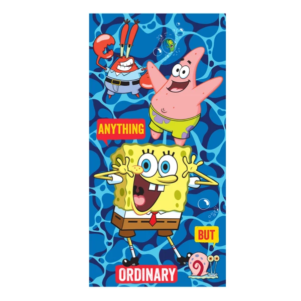 KIDS BEACH TOWEL MICROFIBER 70X140 cm BLUE SPONGE BOB