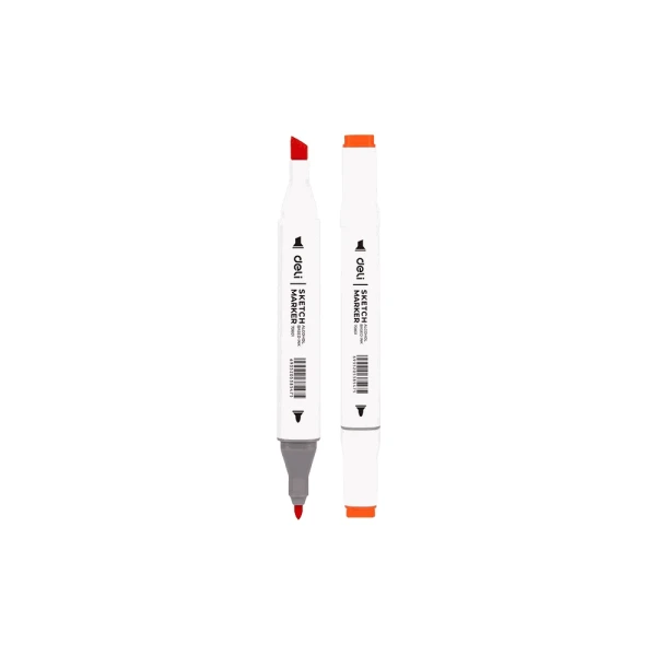 DELI DOUBLE-TIP DESIGN MARKERS IN PLASTIC CASE - 24 COLORS