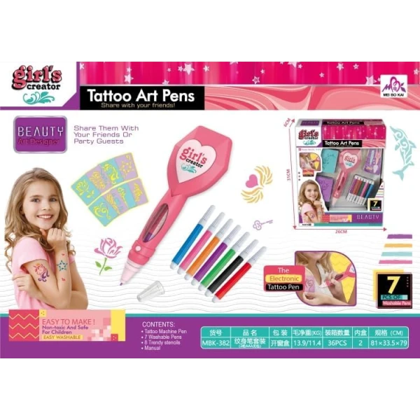 SET TATTOO ΜΕ ΗΛΕΚΤΡΟΝΙΚΟ ΣΤΥΛΟ ΧΡΩΜΑΤΑ ΚΑΙ ΣΧΕΔΙΑ