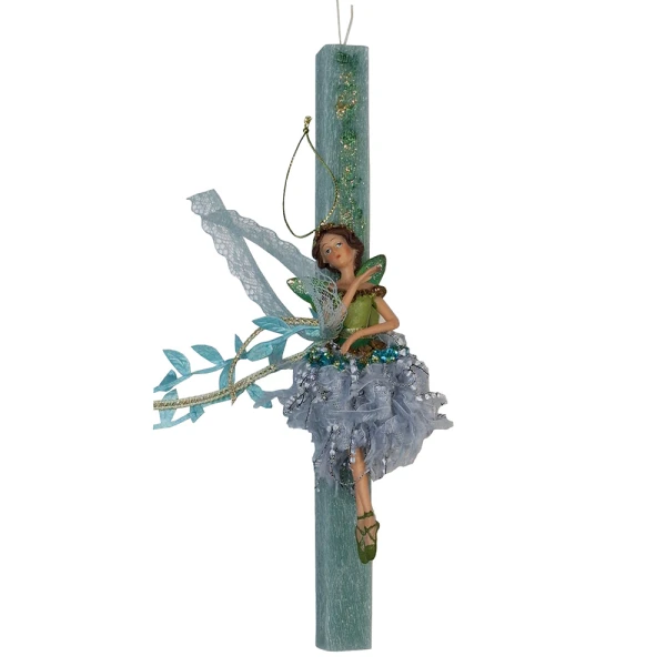 UNIKER HANDMADE CANDLE FAIRIES WITH WINGS LIGHT BLUE & PETROL - 2 DESIGNS