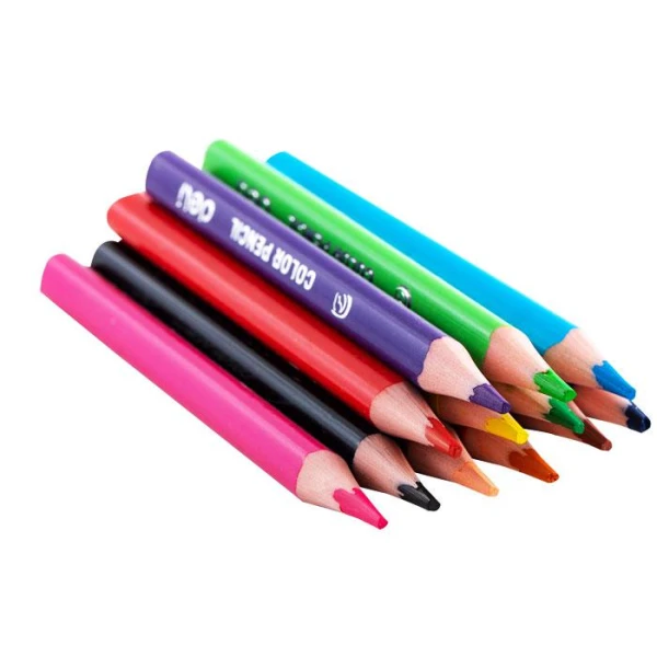 DELI WOOD FREE TRIANGLE COLOR PENCILS MINI 12 COLORS COLORUN