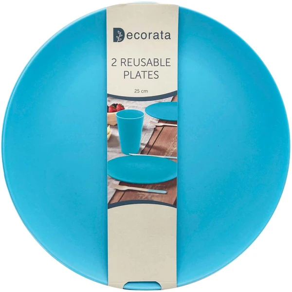REUSABLE PLATES 25 cm 2 pcs TURQUOISE