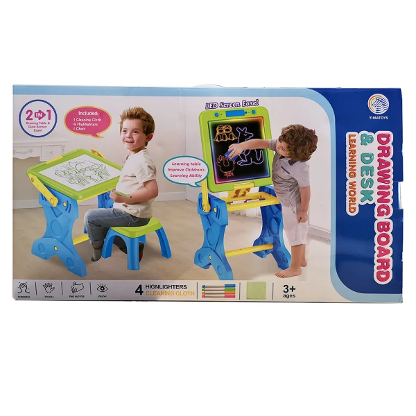 2 IN 1 BLUE DRAWING TABLE AND GLOW SCREEN EASEL
