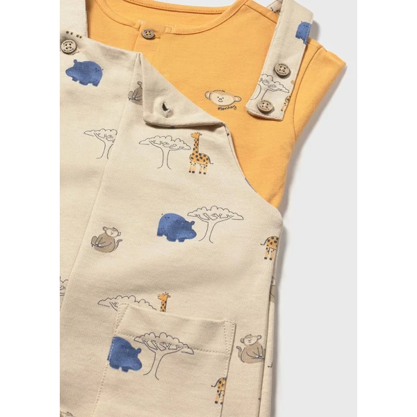 MAYORAL SET DUNGAREES COTTON JERSEY BEIGE 