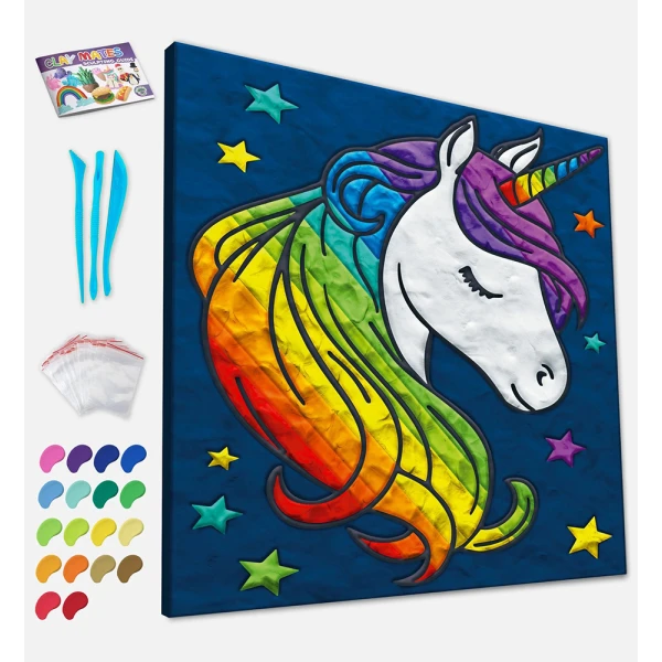 SPLAT PLANET MESS-FREE PAINT KIT WITH CLAY UNICORN CANVAS MOUNTED