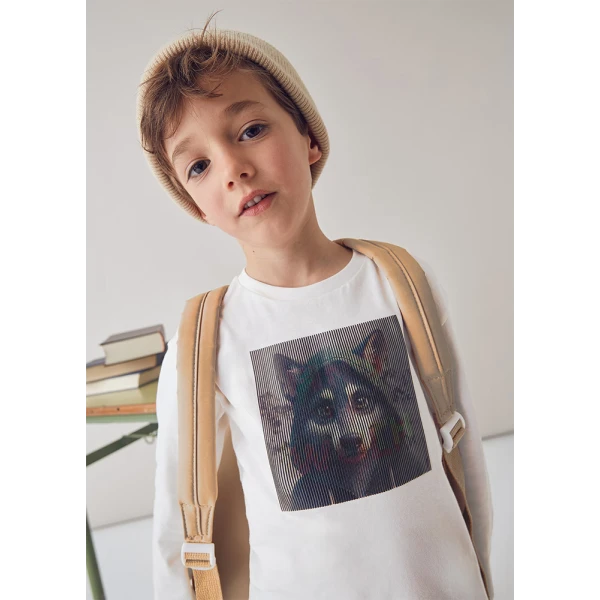 MAYORAL  LONG-SLEEVE T-SHIRTΑΝ INTERACTIVE CREAM 