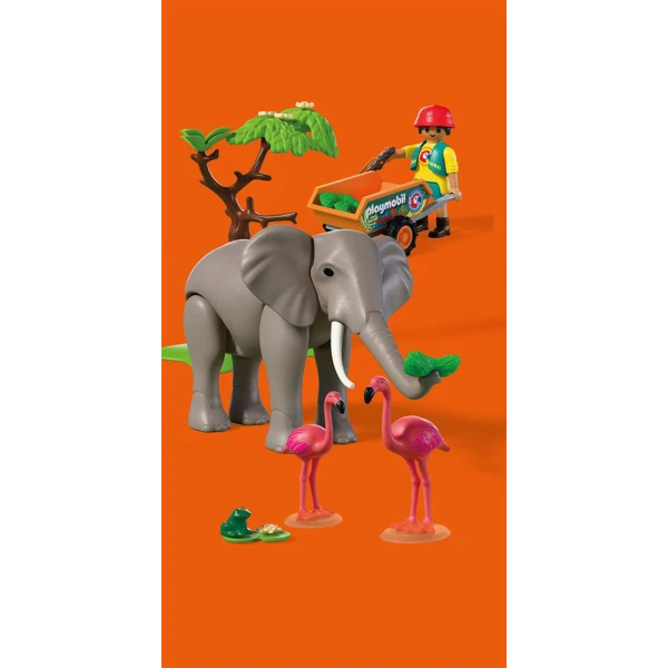 PLAYMOBIL ANIMALS & FRIENDS ΦΡΟΝΤΙΣΤΗΣ ΖΩΟΛΟΓΙΚΟΥ ΠΑΡΚΟΥ ΜΕ ΕΛΕΦΑΝΤΑ ΚΑΙ ΦΛΑΜΙΝΓΚΟ