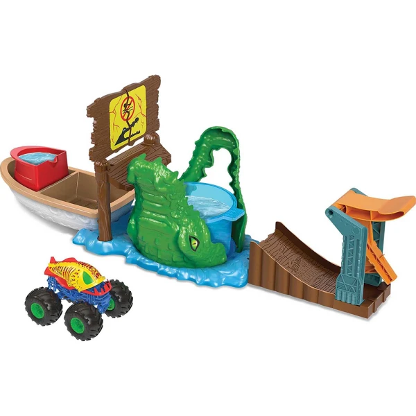 HOT WHEELS MONSTER TRUCKS ΣΕΤ ΠΑΙΧΝΙΔΙΟΥ ΧΡΩΜΟΚΕΡΑΥΝΩΝ ΜΕ ΚΡΟΚΟΔΕΙΛΟ