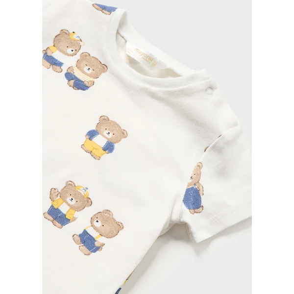 MAYORAL WHITE-YELLOW JEANS SUSPENDED TROUSERS SET