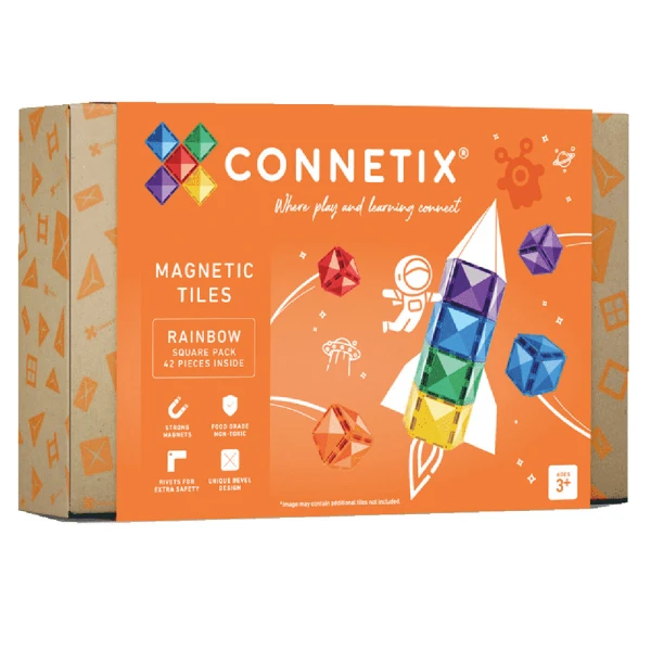 CONNETIX MAGNETIC TILES RAINBOW SQUARE PACK 42 pcs
