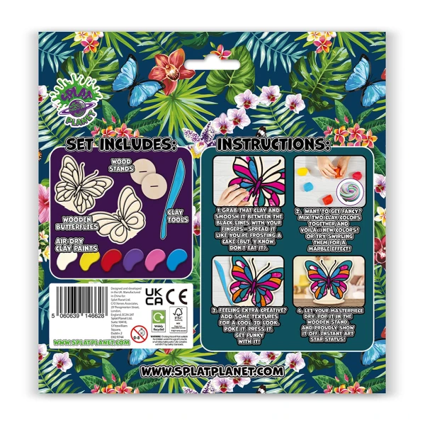 SPLAT PLANET MESS-FREE PAINT KIT WITH CLAY BUTTERFLIES
