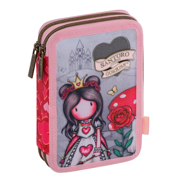 DOUBLE FILLED PENCIL CASE RED GORJUSS
