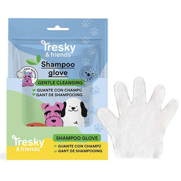 TRESKY & FRIENDS SHAMPOO GLOVE FOR DOGS GREEN TEA