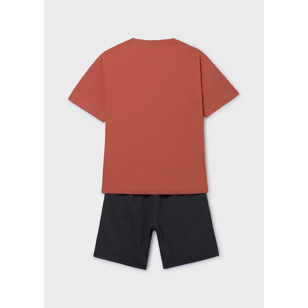 MAYORAL SET COTTON JERSEY EMBOSSED BRICK RED