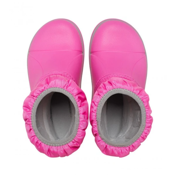 CROCS WINTER PUFF BOOT KIDS ELECTRIC PINK/LIGHT GREY 