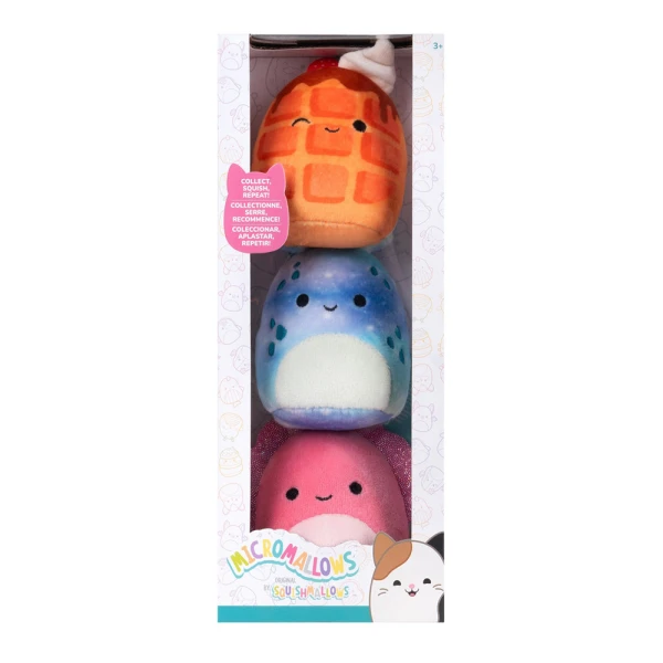 MICROMALLOWS - SET 3 PLUSH 6 cm SQUISHMALLOWS - 2 DESIGNS