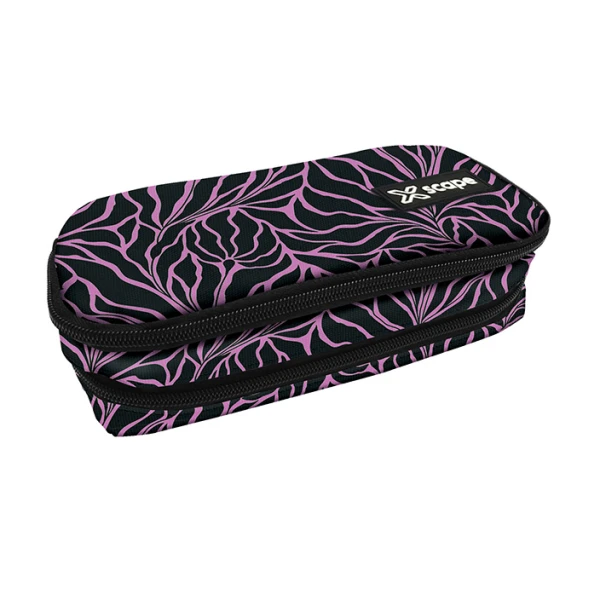 OVAL PENCIL CASE WITH 2 ZIPPERS ROSES XSCAPE
